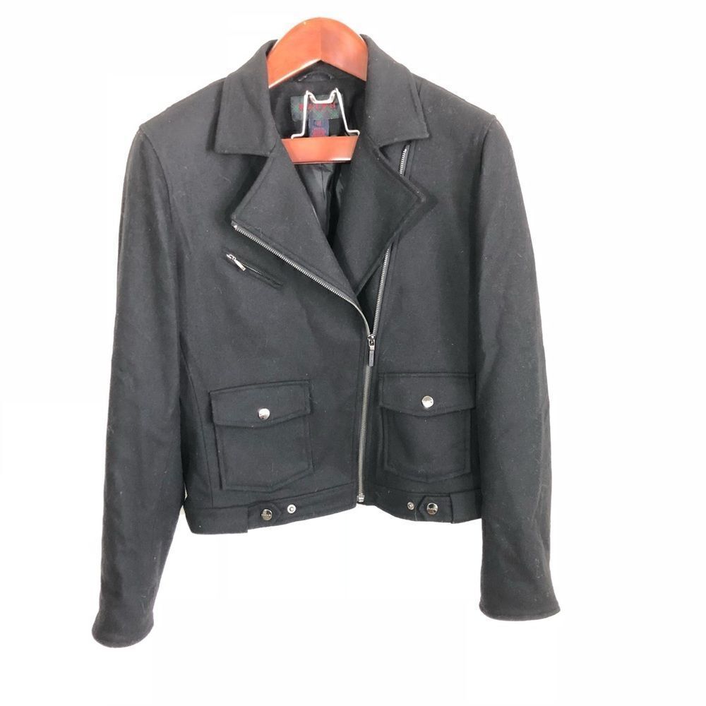 Ralph Ralph Lauren Cropped Wool Peacoat Jacket M Biker‎ Asymmetrical Coat Medium